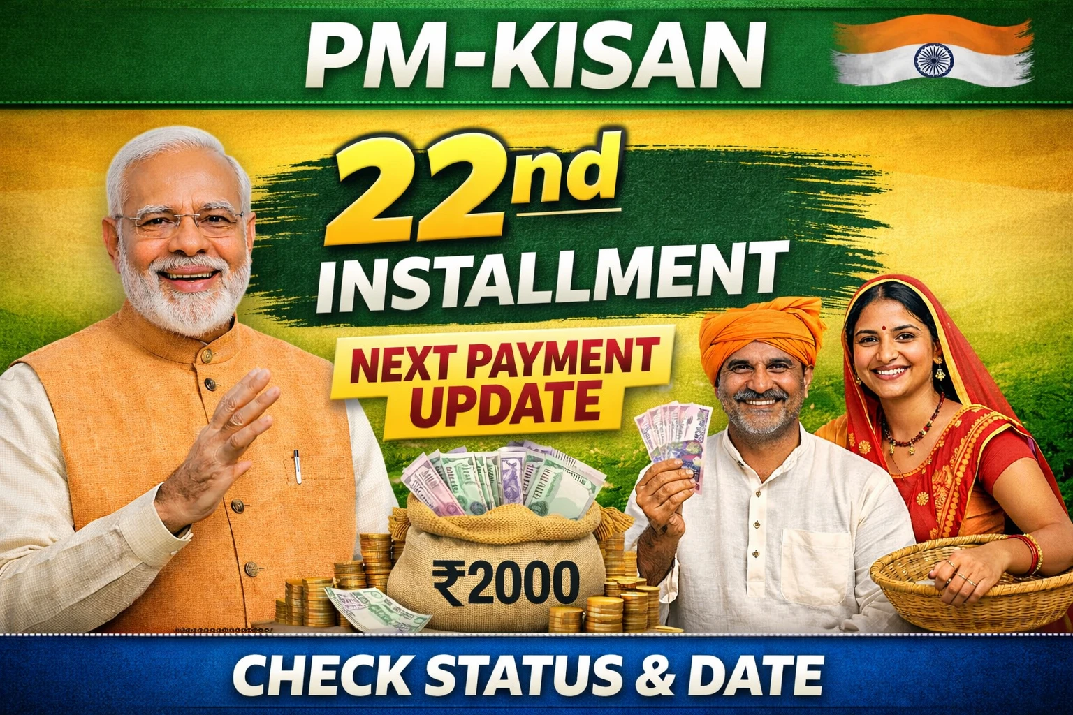 PM Kisan 22nd installment date 2026 payment status check