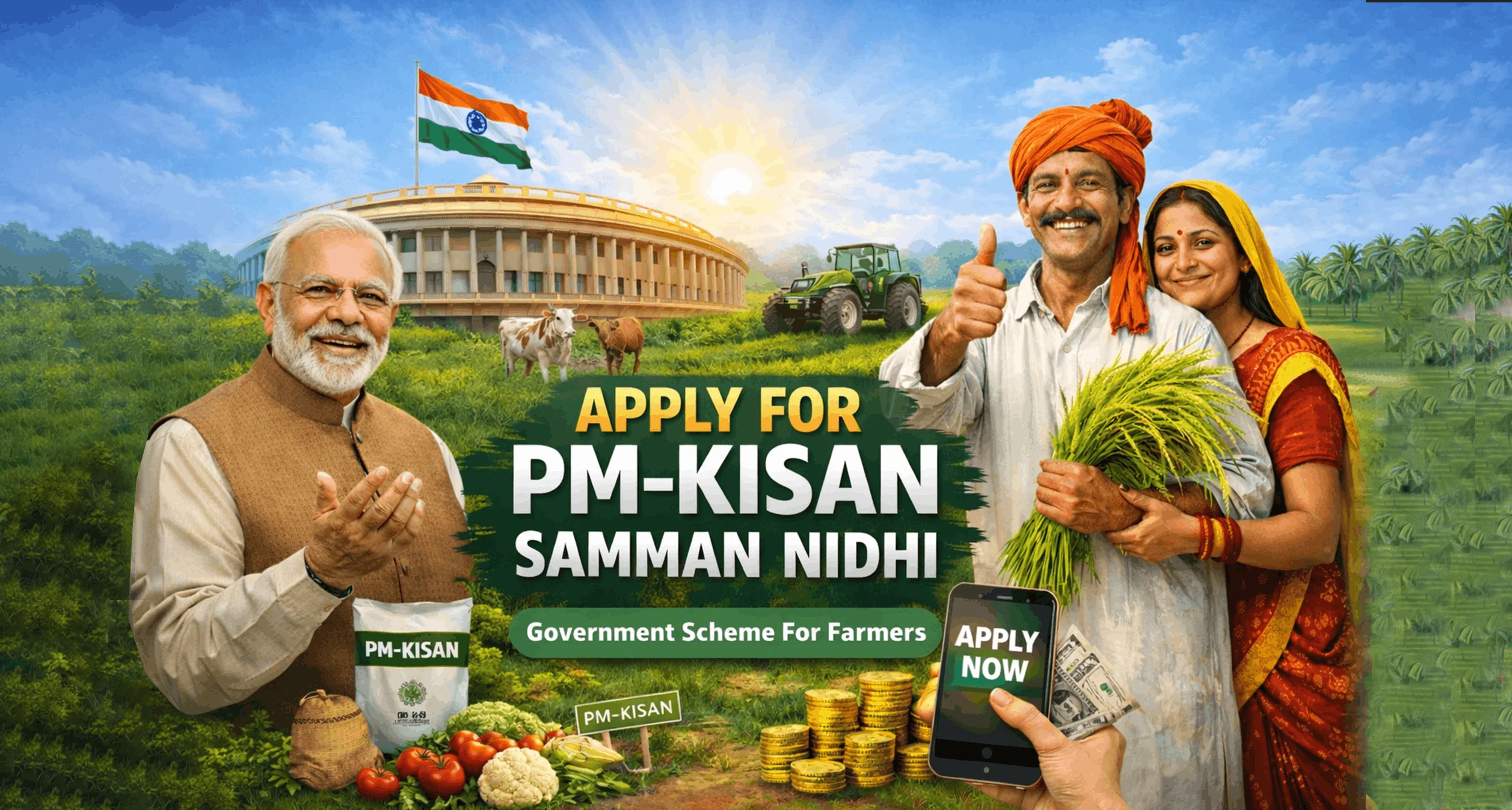 How to Apply 1 PM Kisan Samman Nidhi Yojana apply online ₹6000 benefit farmers